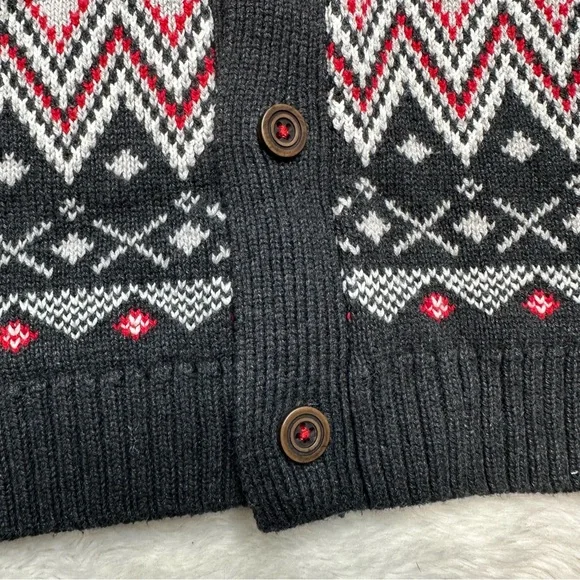 Hatley Sweater Buttoned Festive Red/White/Grey Size 6 - Picture 14 of 16